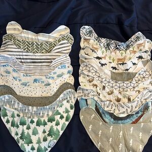 Green and Blue Animal-Themed Baby Bibs